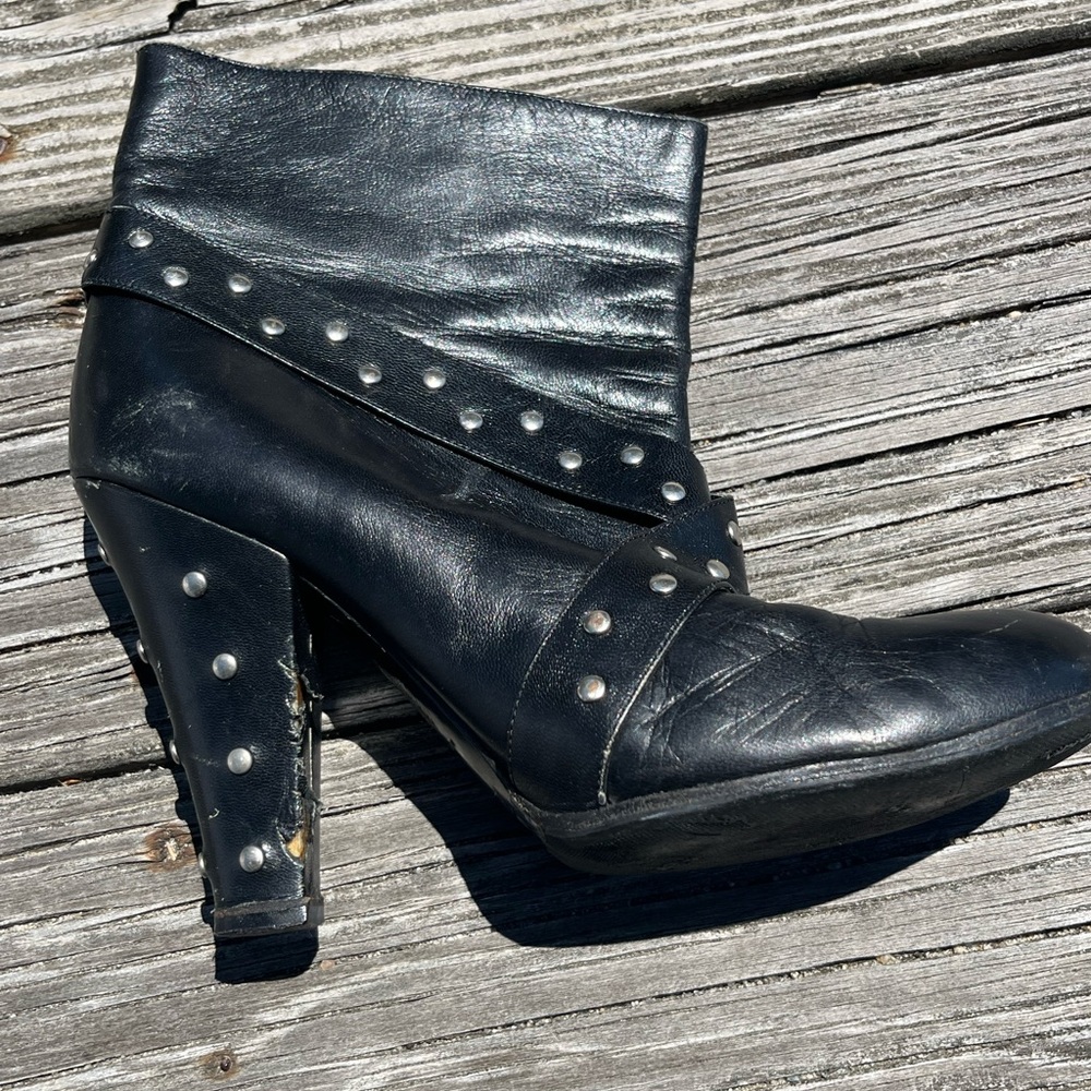 MARC JACOBS sz 6.5, some frey as shown Studded Black Ankle Boots